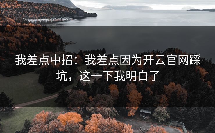 我差点中招：我差点因为开云官网踩坑，这一下我明白了