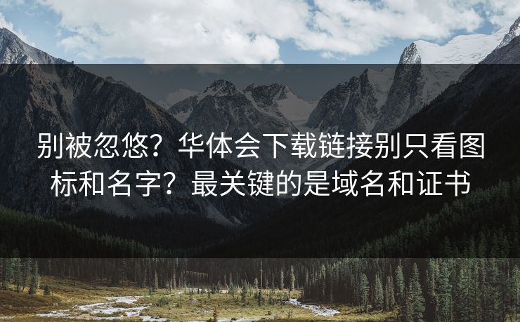 别被忽悠？华体会下载链接别只看图标和名字？最关键的是域名和证书