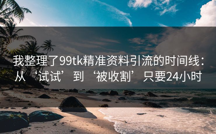 我整理了99tk精准资料引流的时间线：从‘试试’到‘被收割’只要24小时