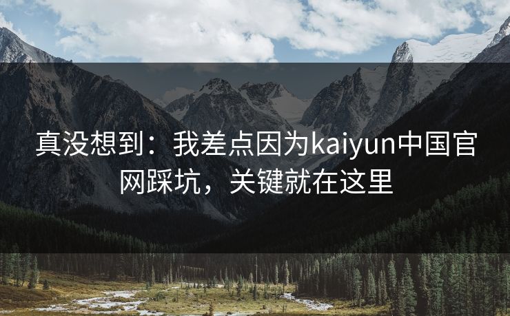 真没想到：我差点因为kaiyun中国官网踩坑，关键就在这里